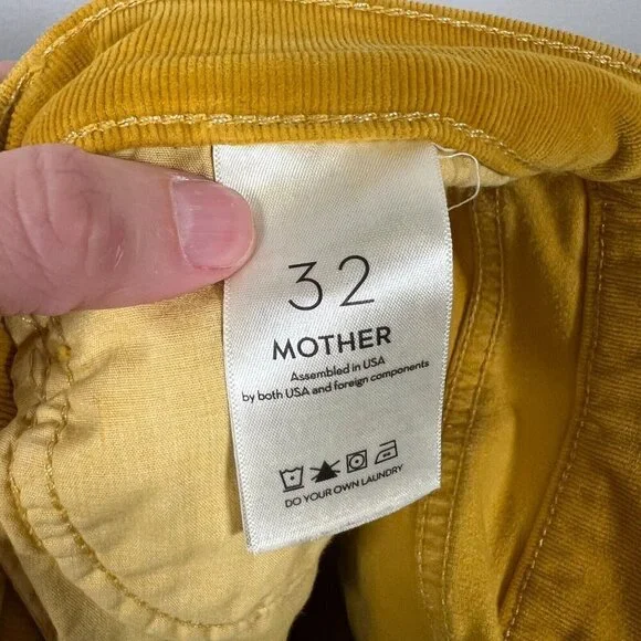 Mother Mid Rise Dazzler Ankle Corduroy Pants Size 32 Hopscotch Honey Yellow